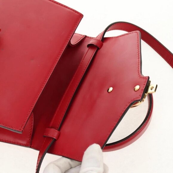 GUCCI Silvi Sherry Line Hand Bag Leather 3way Red Gold - Picture 13 of 15